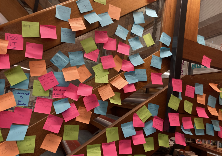 StNiniansLib's tweet image. At the beginning of their library lessons journey S1 pupils are asked to "Post-It" - fill out a sticky note on what they want to get out of using the library. Now in S3 pupils at the end of their mini-library curriculum will fill out Exit Passes on their experiences. #pupilvoice