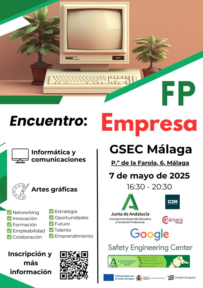 juankamay's tweet photo. El día 7 de mayo se celebrará en GSEC de @google de Málaga, el encuentro de empresas de Informática y Artes Gráficas con centros educativos de FP. Objetivo: facilitar contactos y  explicar la nueva #fpdual +info: https://t.co/h0jjBzpMZf #dinamizadoresfp @FPAndaluza @educacionmlg https://t.co/EpoHGpmDSj