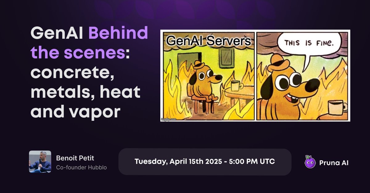 💦 Everything’s fine… until it isn’t. 🔥
Generative AI runs on code and concrete, metals, heat, and vapor.
Let’s talk about the real infrastructure behind your prompts. 🏗⚙️🔥💨
🗓 April 15, 5PM UTC
🔗 linkedin.com/events/7309948…