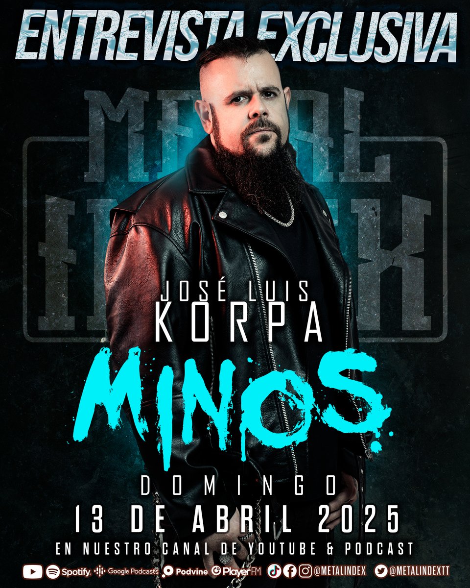 Metal Index (@metalindextt) on Twitter photo Gran charla junto a Korpa, vocalista de #MINOS 🇪🇸 este Domingo en Metal Index!!
Nos hablará de la actualidad de su prominente banda MINOS, sobretodo detallándonos su primer LP "Lóbrego".
Suscríbete acá: youtube.com/c/MetalIndex
.
.
.
<a href="/Maldito_Records/">Maldito Records</a> Gran charla junto a Korpa, vocalista de #MINOS 🇪🇸 este Domingo en Metal Index!!
Nos hablará de la actualidad de su prominente banda MINOS, sobretodo detallándonos su primer LP "Lóbrego".
Suscríbete acá: youtube.com/c/MetalIndex
.
.
.
<a href="/Maldito_Records/">Maldito Records</a>