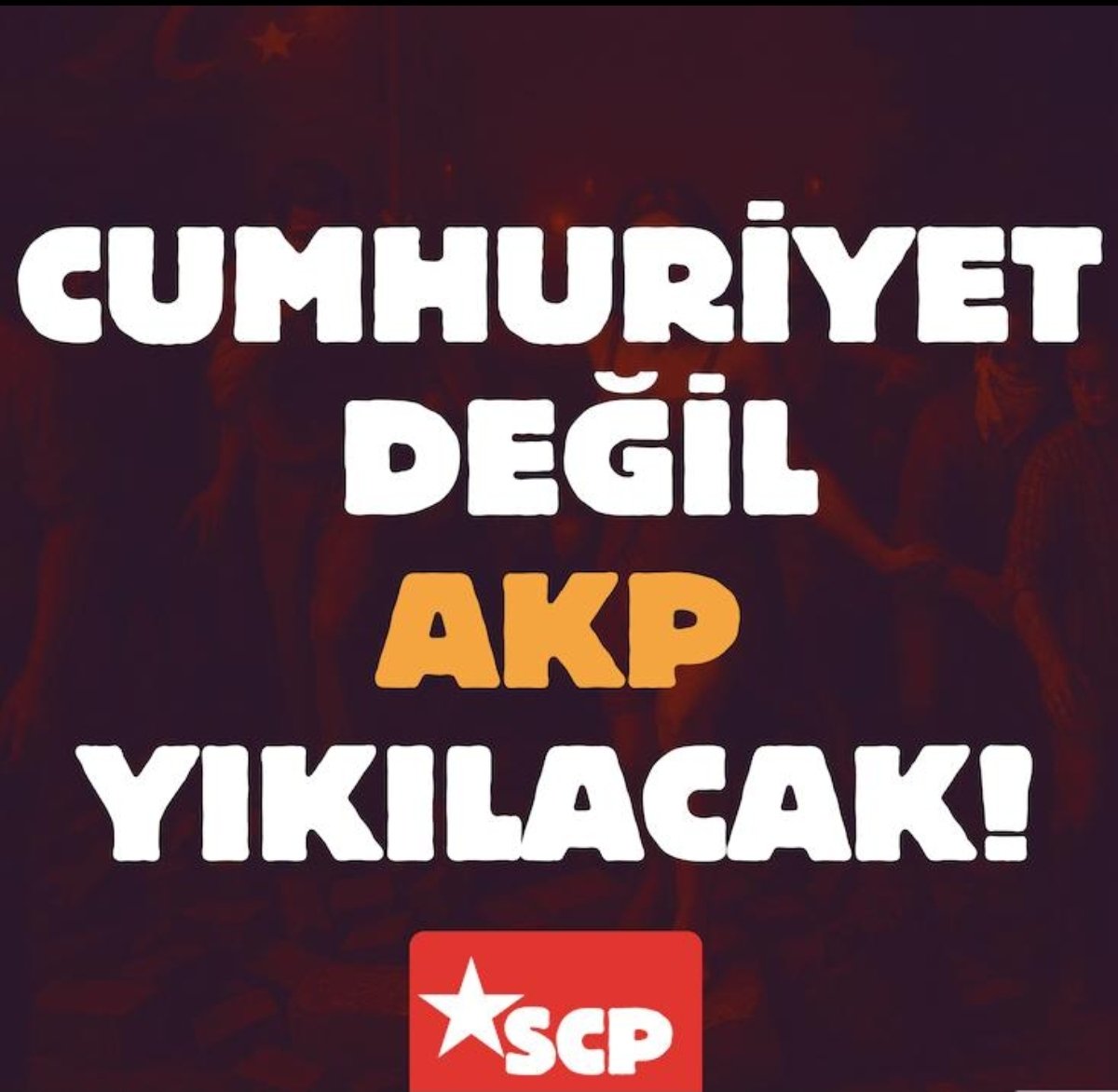 Gençlerimizi, gazetecilerimizi, halkımızın iradesini zindanlara atan ve talana, sömürüye, mafyaya, tarikata sırtını dayayan, bir karşı devrim "hukuku"; emperyalizmden, gericilikten, sömürü düzeninden aldığı güçle vatanın bağrına hançerini saplıyor.

Cumhuriyete saldırılar