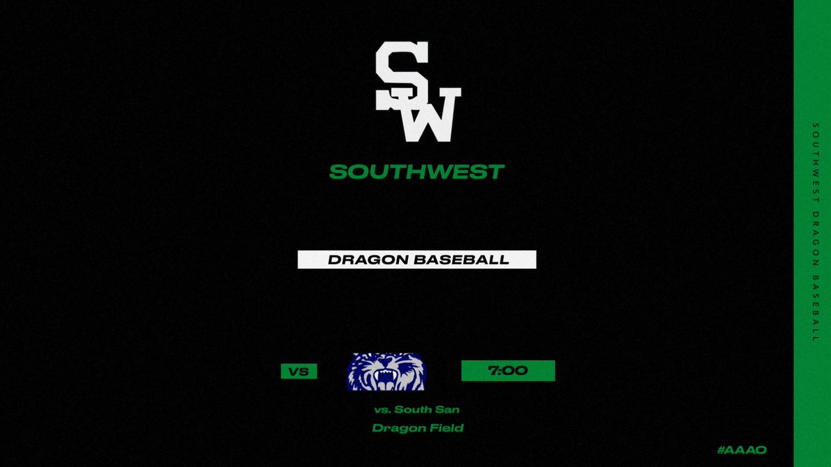 🚨GAMEDAY🚨

Dragons continue the second round of district tonight as they host the South San Bobcats. First pitch is scheduled for 7:00.
#AAAO #Family
<a href="/swisd_athletics/">SWISD Athletics</a> <a href="/SASWAthletics/">SWHS Athletics</a> <a href="/rcaudiosports/">RC Audio Sports</a>