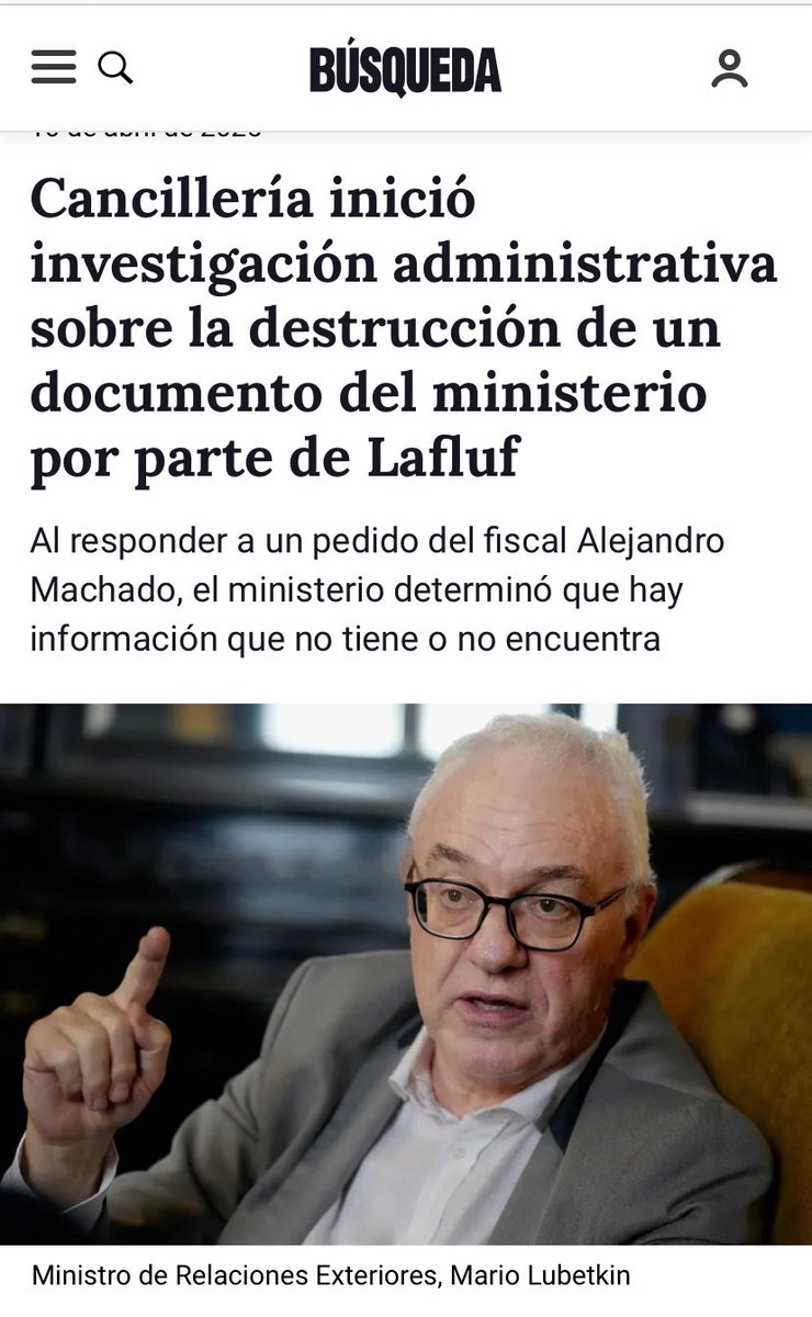 🔴 AHORA

✔️ Cancillería inició una investigación interna para determinar cómo un documento de Relaciones Exteriores sobre el narco Sebastián Marset fue destruido en la Torre Ejecutiva por el entonces asesor del presidente Luis Lacalle Pou.