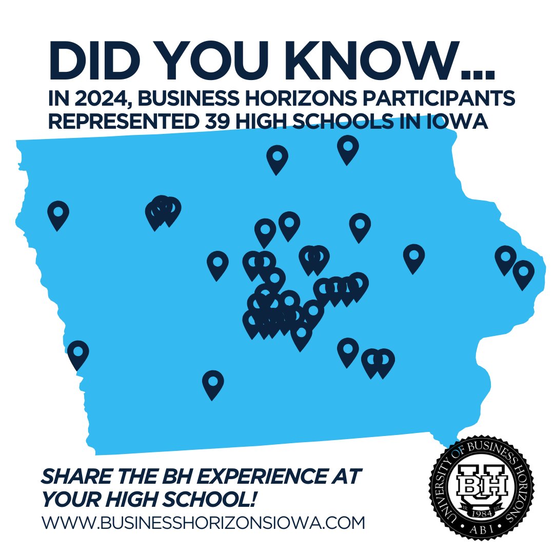 In 2024, BH students came from 39 different high schools across Iowa! Let’s expand our network even further in 2025...share the BH experience with your friends, family, and colleagues.

Sign up for #BH2025 here: loom.ly/7mioAnA