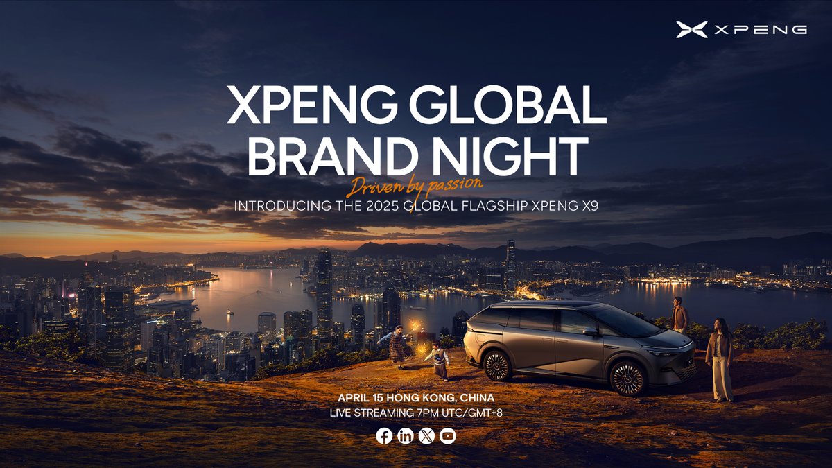 Counting down to April 15th! Join us for the XPENG Global Brand Night in Hong Kong, where we'll reveal the 2025 XPENG X9—our groundbreaking flagship model.

As an X9 owner, I can honestly say it's hands down the best MPV globally. I can't wait to share my experience with you! https://t.co/QAKjTmDQhk