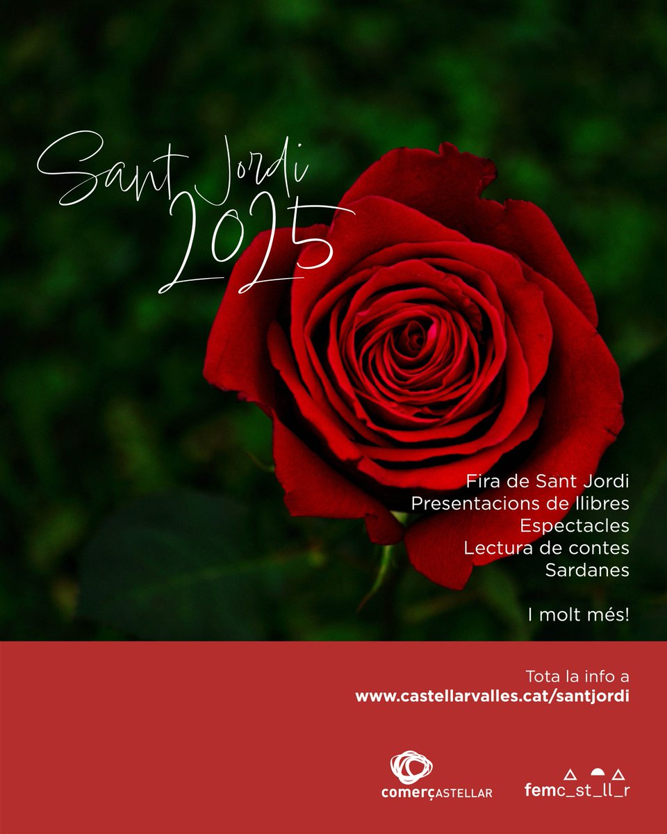 🌹📚🐉 S'apropa Sant Jordi i Castellar es prepara amb una programació diversa al voltant d'aquesta cita tan especial.

➕ℹ️ Agenda completa i tots els detalls a castellarvalles.cat/santjordi

<a href="/entotitoronell/">Toti Toronell</a> 
<a href="/ETCastellar/">ETC</a> 
<a href="/Comercastellar/">Comerç Castellar</a> 
<a href="/coblaviladolesa/">Cobla Vila d’Olesa</a> 
<a href="/cpnlcat/">Consorci per a la Normalització Lingüística</a> 
<a href="/lactual/">L'Actual</a>