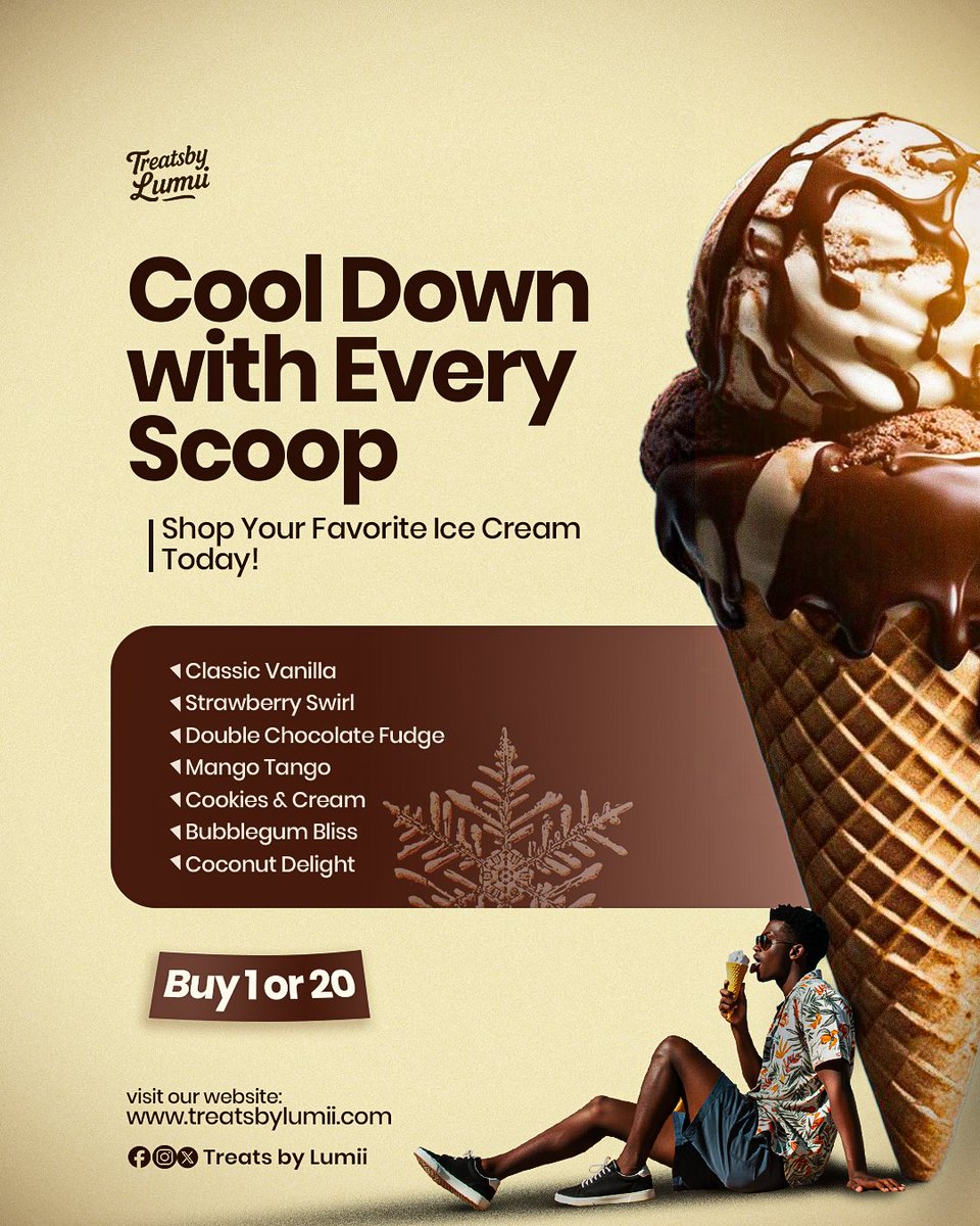 francispc001's tweet photo. I took on this challenge today, designing for an icecream brand.
The goal was to make the design not only functional but thoughtful and memorable; as every brand need be.
How did I do?
How'd you rate this?
#icecream #icecreamflyerdesign #promotionalAd #creativedesigner https://t.co/dK4lL6UZOu