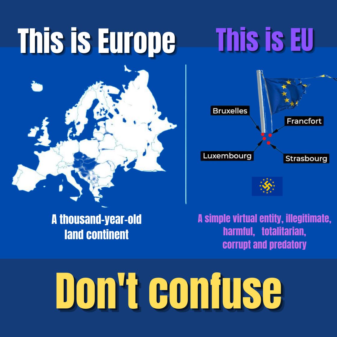MarioXpto's tweet photo. .
#RuiTavares #Livre diz : "TEM DE SER'...
(ver vídeo em baixo)

>Só que nao é ! 😂
>Nem há qualquer motivo para o ser !

Como facho-europeista, traidor do teu povo, bates contra o muro da realidade ! Dói, nao dói? Ruizinho ? 😋

💠Sequencia Cultura :
>Nao existe NADA de comum :

- entre um grego e um alemão,
- entre um italiano e um inglês,
- entre um francês e um lituânio,
- entre um português e um finlandês

NADA. Nao partilham rigorosamente nada

Porque nao sao um Povo. Nao têm a mesma historia, passado, cultura, tradições, idioma, maneira de pensar, organizaçao da sociedade, raciocínio, necessidades, sonhos, nem as mesmas caracteristicas. Nao partilham NADA. Nao têm os mesmos recursos, os mesmos gostos, a mesma espera, o mesmo perfil do pais, a mesma capacidade financeira, a mesma articulação social e societal etc

- Nunca um português terá a pele de galinha ao ouvir o hino alemão num jogo de futebol, porque nao é o SEU hino. O seu pais é Portugal !

- Enquanto um portuense aceita tacitamente que os seus impostos também sirvam a construir um hospital em Faro, nunca aceitariam que sirvam a construir um hospital na Estónia ! Porque nao sao um Povo

- Sei que tens dificuldade em raciocinar, mas consegues pelo menos perceber isto, ou nem isso ? 😊

💠Cada POVO DISTINTO e refém da UE, CAGA-SE literalmente que o outro esteja num mero território do planeta ou num outro

Aliás nao existe NEM A SOMBRA de UM motivo para Portugal se aliar à Finlândia ou à lituânia, em vez de se aliar à Austrália, ou à Argentina !

Ex : Portugal tem muito mais laços com o Brasil do que com a Estónia ou com os finlandeses, os que dizem que o povo português so quer putas e vinho ! 

A Estónia está no continente Europeu. E então ?
REPITO os portugueses cagam-se por isso ! 
99% nem sequer sabem onde fica ! 🤣

- A Alemanha, que faz fronteira com a França, é antropologicamente 100% antagonista à França. Sao o dia e a noite. Nem no pior dos pesadelos, o povo alemão poderia imaginar pensar, raciocinar, angariar-se ao povo francês ! Seria como tentar unir o lume e a agua

Enquanto a mesma Alemanha é (antropologicamente) 99% compatível com o Japão. Situado noutro continente, porque a situaçao geográfica nao TEM NADA a ver com a compatibilidade entre Povos

>Tens de voltar à escola, pobre Tavares, porque o que aprendeste foi distorcido e errado. Foste enganado ! O que explica esse vácuo mental e a tua adesão à seita ideológica euro-fascista perversa😂

💠Entretanto, enquanto gastas a saliva com a tua narrativa delirante :

- A Polonia vai comprar os aviões (F35) aos EUA, em vez de os comprar à França ! Manda um dedo ao ar aos franceses !

- A Alemanha faz o mesmo !
Phode literalmente os franceses !

- Aliás a Alemanha CORRE implementar a sua industria onde ???? Nos EUA ! Porque (os mesmos EUA) cortaram-na do acesso à energia fiável e barata russa! Agora os carros alemães vão ser fabricados na América !

- Os poloneses, que sonhavam ser o pilar dos EUA no continente em vez da Alemanha, é enganado pelos alemães, que começam a implementar uma base estática militar na Lituánia ! 

- A Itália está-se nas tintas pelos outros e diz-se abertamente com os EUA

- O parlamento holandês vota contra a loucura histérica do armamento europeista perpetrada pela prostituta da comissão de Bruxelas

- Hungria e Eslovénia vomitam a UE pelas goelas

- A Roménia continua refém, com o seu líder logico impedido de ser eleito pela ditadura fascista da UE; o Povo romeno está em brasas

- Chipre continua a 2/3 invadida pela Turquia, sem que ninguém a liberte. Deixam um membro ser alvo de um predador sem abrirem piu

- O puto fascista francês é OBRIGADO a ir buscar os psicopatas da Inglaterra e o do canada, (fora UE) para fazerem companhia à sua loucura. Senão está sozinho nos seus delírios anti russos 🤣

💠Em resumo, meu pobre Tavares :

1 - A TUA  EDM "europa de merda" nao existe !
A tua #UE é só virtual

Danifica, e destrói as nações e os povos alvo, mas é uma praga so virtual !

Limita-se a um fantasma DEMENTE e de âmbito nazi, que enche a mente dos psicopatas fascistas que querem impor a praga mortífera europeISTA a povos reféns que a vomitam !

2 - Nao confundes o teu caixote do lixo com o sol ?

Então, como ousas qualificar-te pomposamente de historiador 🤣, começa por nao amalgamar a EUROPA, com a UE !
.