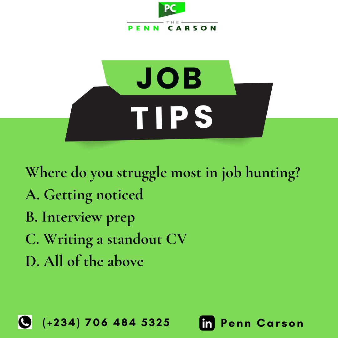 pcwritinghub's tweet photo. What’s your biggest career struggle right now?

We want to hear from you, your feedback will help us service you more.

Let’s create content that helps YOU 💚

Tell us in the comments, which one is it for you?

#Jobsearch #Jobseekers #remotejobs # #CV #penncarson #writing https://t.co/ngoyP9fEih