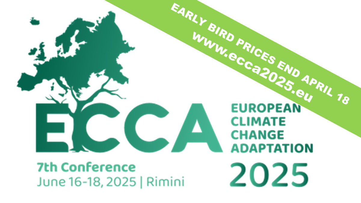 European Climate Change Adaptation (ECCA) (@ecca_conference) on Twitter photo Just over a week to save money on your ECCA2025 tickets - register now!
Join climate adaptation experts from science, policy & commerce in Rimini, June 16-18
#ECCA2025 #ClimateAdaptation <a href="/ERC_Research/">European Research Council (ERC)</a> <a href="/jpioceans/">JPI Oceans</a> <a href="/climateurope2/">Climateurope2</a> <a href="/ClimateChance/">Climate Chance</a> <a href="/palacongressiRN/">Palacongressi Rimini</a> Just over a week to save money on your ECCA2025 tickets - register now!
Join climate adaptation experts from science, policy & commerce in Rimini, June 16-18
#ECCA2025 #ClimateAdaptation <a href="/ERC_Research/">European Research Council (ERC)</a> <a href="/jpioceans/">JPI Oceans</a> <a href="/climateurope2/">Climateurope2</a> <a href="/ClimateChance/">Climate Chance</a> <a href="/palacongressiRN/">Palacongressi Rimini</a>