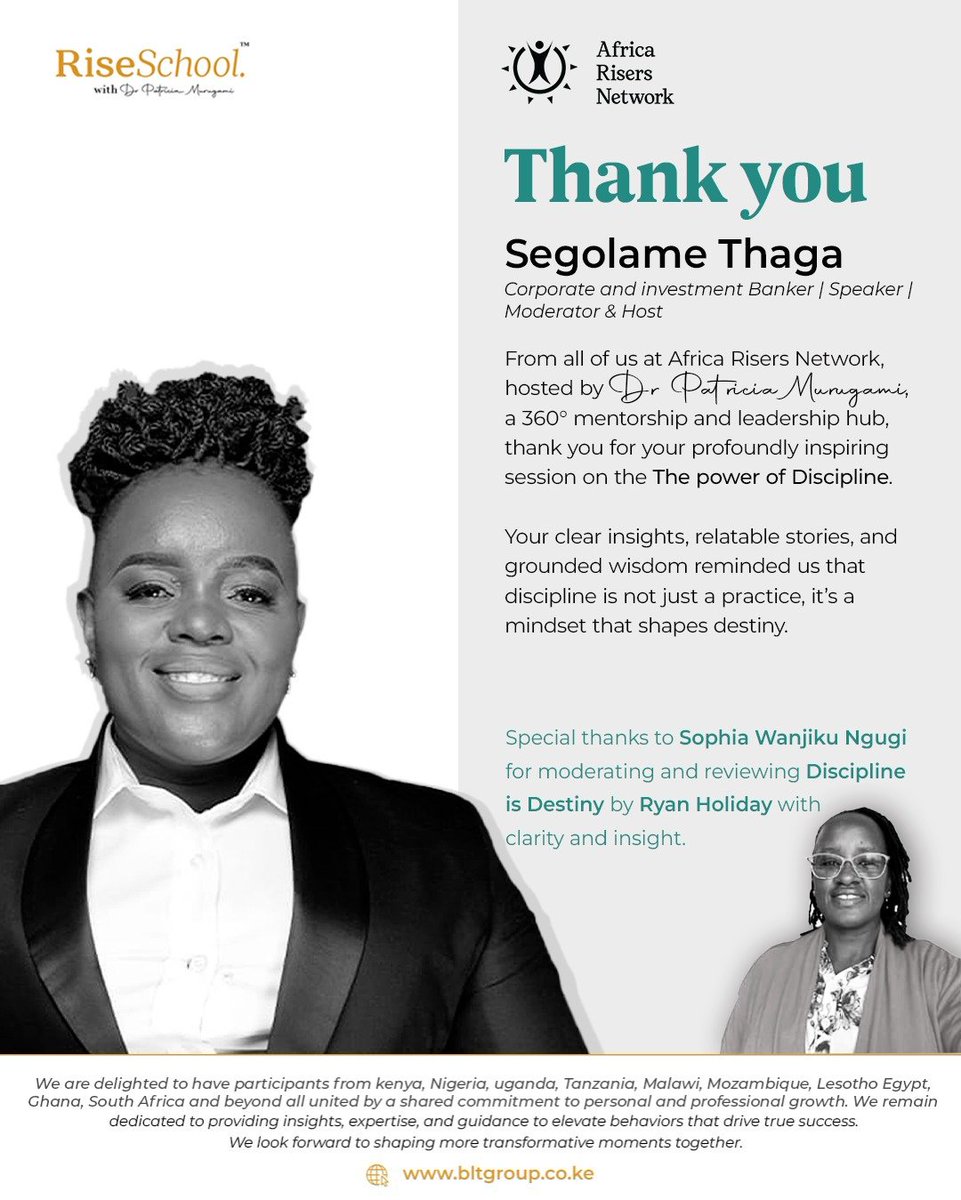 Discipline over motivation. Consistency over intensity.
Tuesday’s 360° Leadership &amp; Mentorship ARN monthly session hosted by Dr Patricia Murugami  with Segolame Thaga as the speaker was a powerful reminder that discipline is the foundation of lasting success.