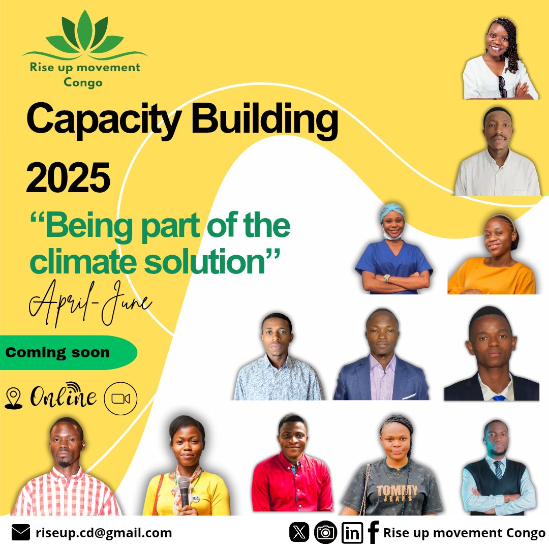 Rise Up Movement Congo is organizing a capacity-building program under the theme "BEING PART OF THE CLIMATE SOLUTION". This program, aimed at members of the organization, precedes a national training course that we'll be organizing from July onwards.