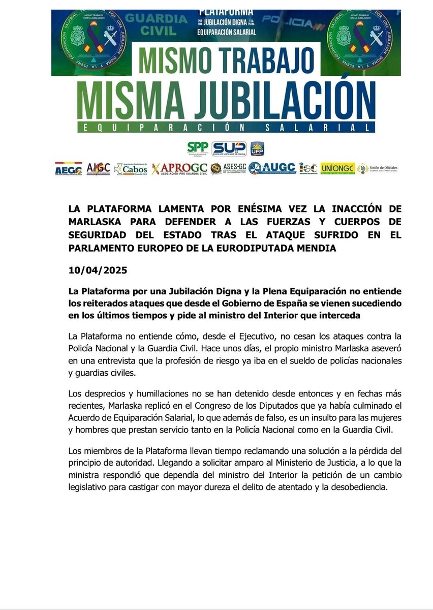 PlataformaPNyGC's tweet photo. El Gobierno sigue atacando a #FFCCSE
Marlaska miente en el Congreso sobre #EquiparaciónSalarial
Pedimos reforzar el #PrincipioDeAutoridad y nos dan una #LeyDeSeguridadCiudadana nefasta
En Europa dicen que no hace falta declarar #ProfesiónDeRiesgo con record de agresiones
Que más? https://t.co/r4qlevI78J