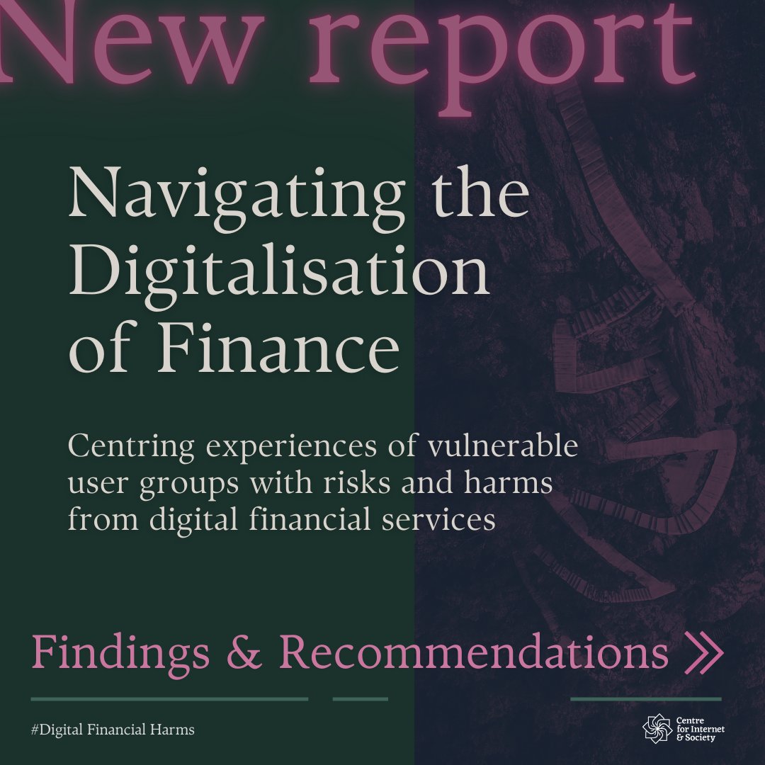 Research update!

In this report, <a href="/iamgondogol/">Amrita Sengupta</a>, <a href="/chiara_furtado/">Chiara Furtado</a>, Garima Agrawal, Nishkala Sekhar, Puthiya Purayil Sneha, and <a href="/VipKharbanda/">Vipul Kharbanda</a> unpack experiences of marginalised users navigating the digitalisation of finance - shorturl.at/uag9M 

#Finance #FinTech #OnlineScams