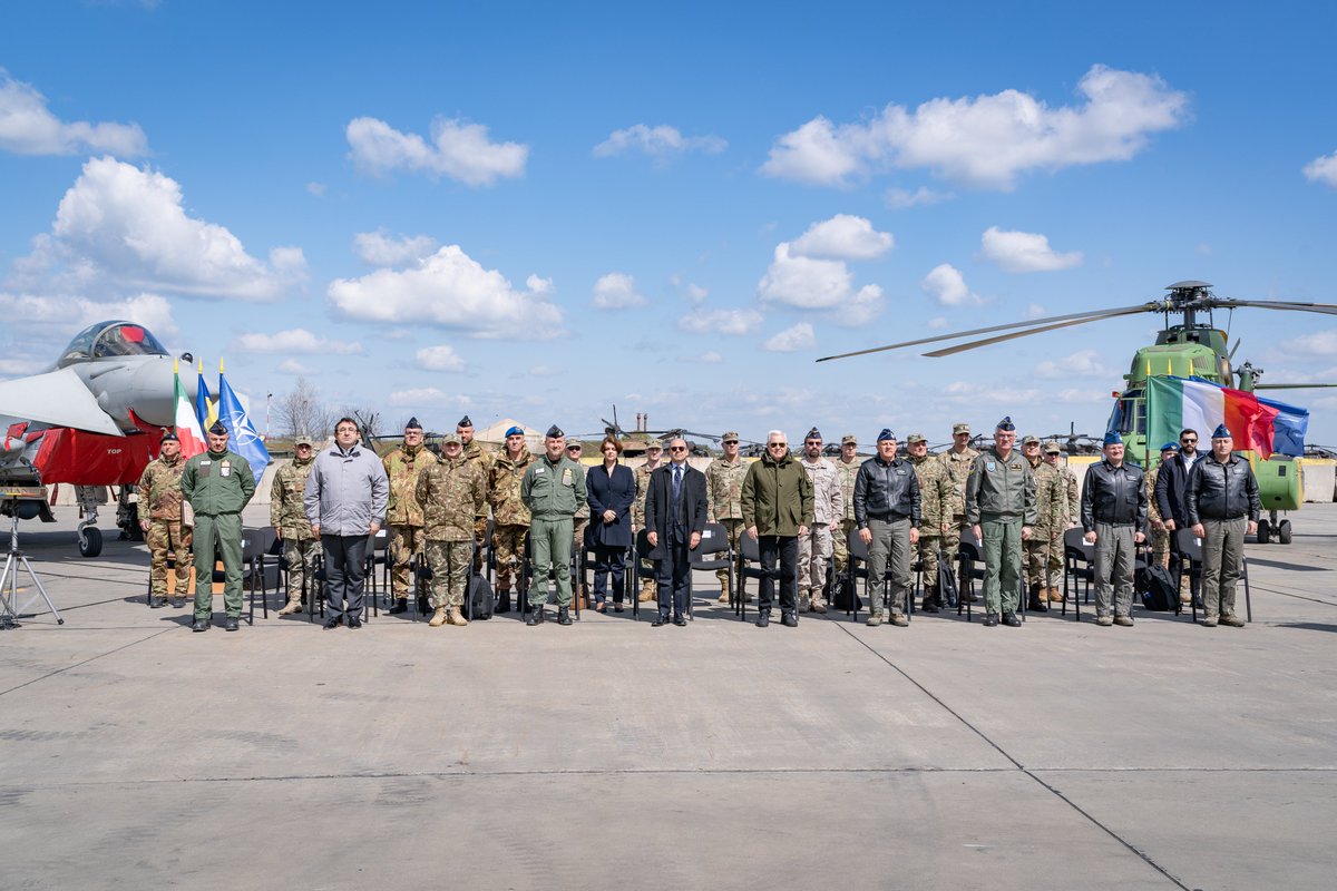 Alfredo Durante Mangoni (@_alfredodurante) on Twitter photo Honored to join Min. <a href="/AngelTilvar/">Angel Tîlvăr</a> for the certification of the <a href="/ItalianAirForce/">Aeronautica Militare</a> detachment in the #NATO Enhanced #AirPolicing mission.
With 4 #Eurofighter Typhoons & 180+ staff, Italy 🇮🇹 provides surveillance of Allied skies confirming its reliable NATO commitment.
<a href="/ItalyDefence/">Italy Defence</a> Honored to join Min. <a href="/AngelTilvar/">Angel Tîlvăr</a> for the certification of the <a href="/ItalianAirForce/">Aeronautica Militare</a> detachment in the #NATO Enhanced #AirPolicing mission.
With 4 #Eurofighter Typhoons & 180+ staff, Italy 🇮🇹 provides surveillance of Allied skies confirming its reliable NATO commitment.
<a href="/ItalyDefence/">Italy Defence</a>