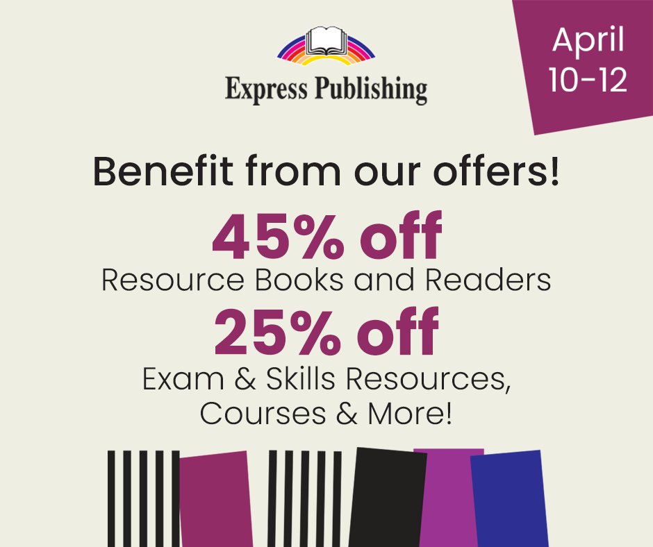 🌐Our web offer is LIVE!
Step into a World of Words with the right tools by your side!

➡️ expresspublishing.co.uk

🗓️ Offer valid for e-shop orders until April 12. 
#WorldofWords #Offer #Education #ELT #EnglishTeachers #EnglishLanguage #ExpressPublishing