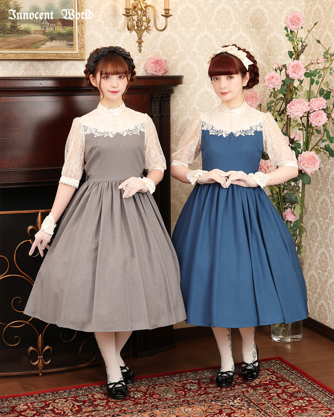 I*✡様 Innocent World 丸衿ヨークワンピース ボルドー 【公式通販】