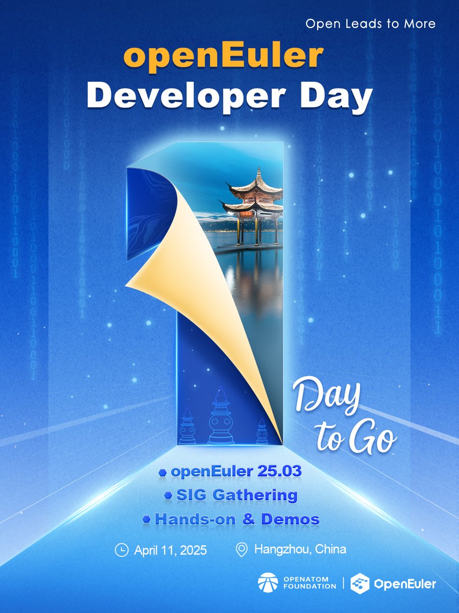 ✨ Tomorrow is the day! Get ready for deep dives into #AI innovations, new release, and unforgettable networking with fellow developers. The #openEuler Developer Day is almost here—let's make it epic! #ODD2025 #opensource #OS #Linux