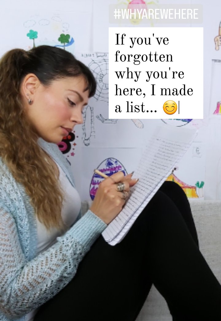 Anna_Christina_'s tweet photo. If you've forgotten why you're here, I made a list... 😊 https://t.co/1FaDJqV9LW