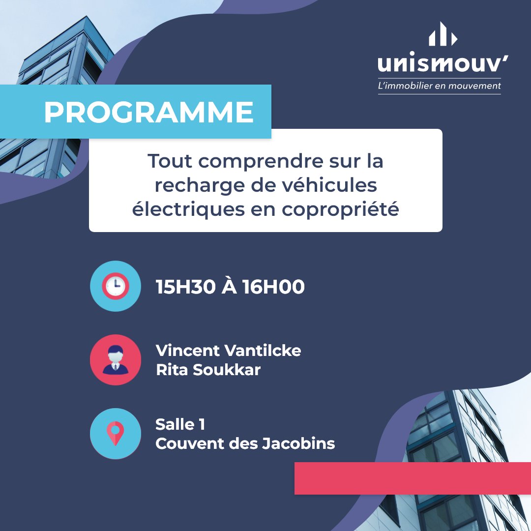 [PROGRAMME] 
"Tout comprendre sur la recharge de véhicules électriques en copropriété", animé par <a href="/Logivolt/">Logivolt Technologies</a>.

🗓️ Date : 29 avril 2025
⏰ Heure : 15:30 - 16:00

➡️ salon-unismouv.fr/programme?utm_…
Sans inscription au préalable
<a href="/unis_immo/">UNIS</a> <a href="/UnisBretagne/">Unis Bretagne</a>