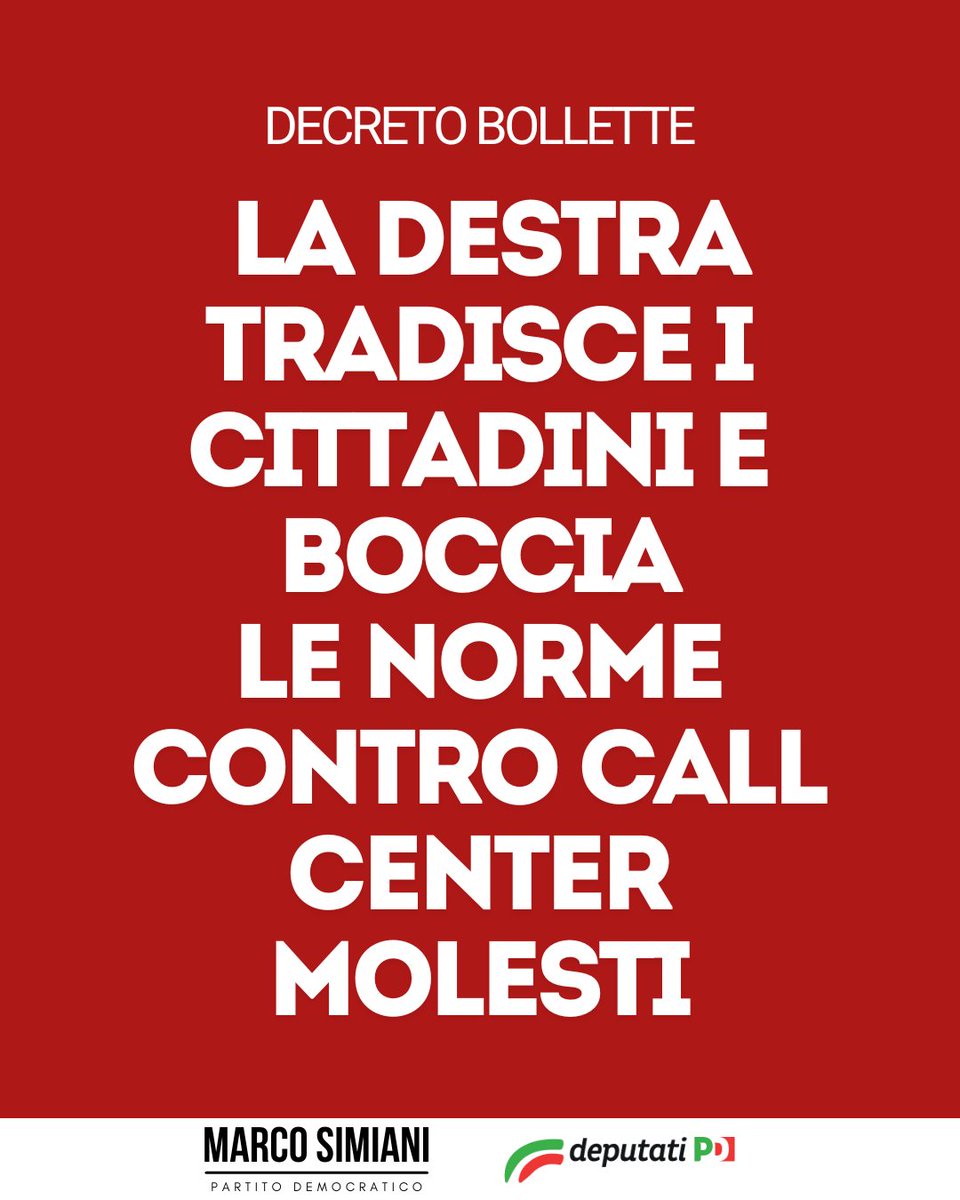 marcosimiani's tweet photo. Decreto Bollette: Pd, destra tradisce i cittadini e boccia le norme contro call center molesti
-> https://t.co/wayOfLx71s
@Vpeluffo
#callcenter #telemarketing #marcosimiani #simiani #peluffo #viniciopeluffo #deputatipd #partitodemocratico https://t.co/7FzxLoIXHQ