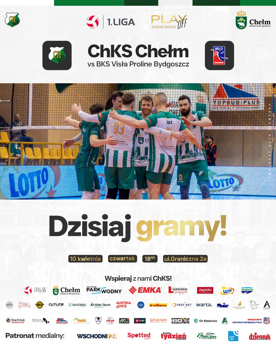 Fazę play-off PLS 1. Ligi czas zacząć! 

CHKS CHEŁM - BKS VISŁA PROLINE BYDGOSZCZ 

Startujemy o 18:00 💨