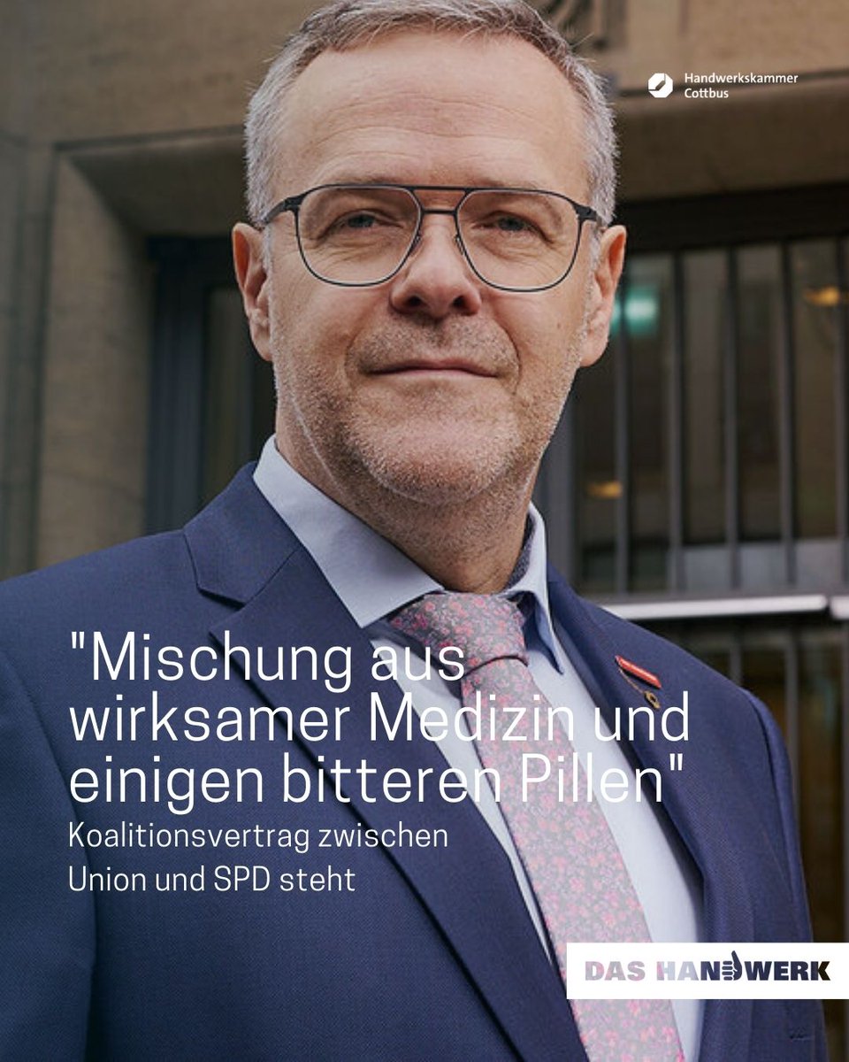 Jörg Dittrich, Präsident des Zentralverbandes des Deutschen Handwerk: „Standortpatient Deutschland muss endlich runter von der Intensivstation. Das ist der Auftrag an die Regierung. Koalitionsvereinbarung enthält wirksame Medizin, aber auch bittere Pillen hwk-cottbus.de/aktuell