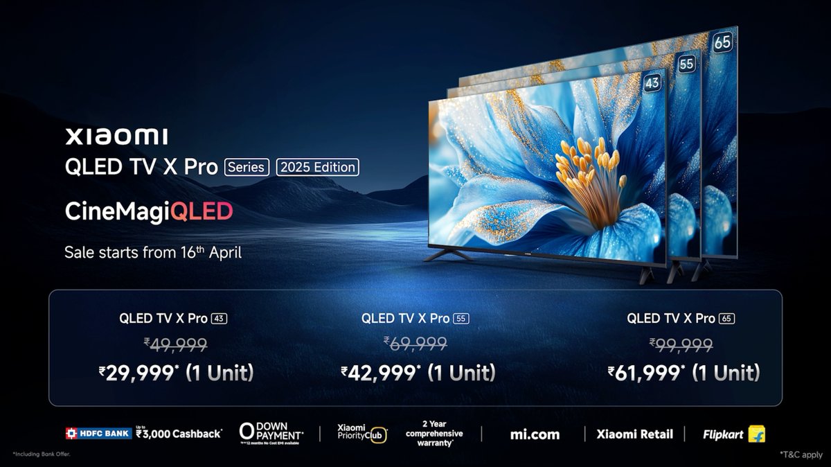 Iamnil7's tweet photo. Big screen magic just got better!The new #CineMagiQLED #XiaomiQLEDTV X Pro Series is packed with stunning visuals &amp; immersive sound now in 43", 55" &amp; 65"
Can’t wait for the A Pro QLED 32 landing in May! #DolbyVision #FilmmakerMode #SmartLiving
@XiaomiIndia @s_anuj @sandeep9sarma https://t.co/tIHYEwiGxM