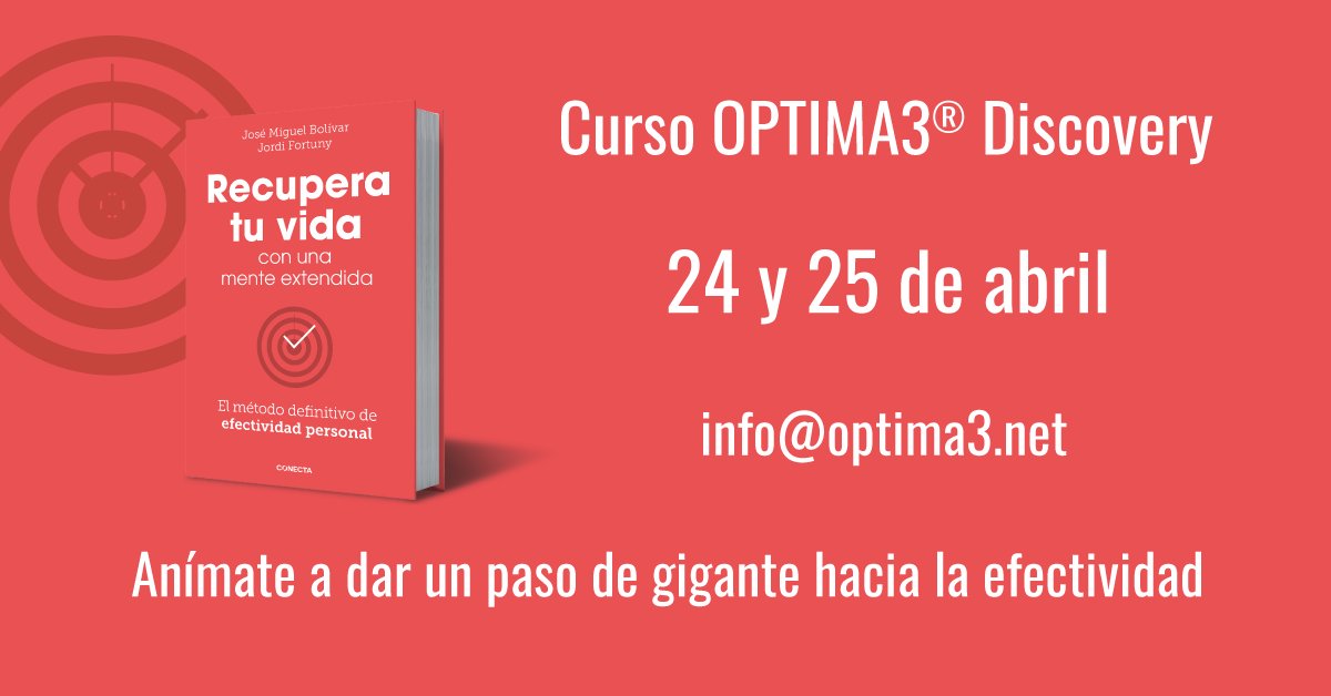 jmbolivar's tweet photo. 📅 Curso OPTIMA3® Discovery

⏳ Inscripciones abiertas solo hasta Semana Santa
❗Últimas plazas disponibles

🌱 Libera tu mente
💡 Elige con claridad
💚 Trabaja y vive con más calma y enfoque

🔗 Reserva tu plaza hoy

#optima3 #efectividad #bienestar https://t.co/2ghDbRiWQr