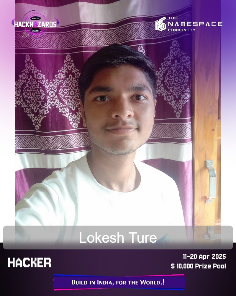 lokeshture's tweet photo. ๐ Thrilled to be part of HACKHAZARDSโ25!
Proud to represent my team as we dive into this incredible hackathon experience, pushing boundaries, learning fast, and building cool stuff. ๐ง๐ก
#HACKHAZARDS25 #NAMESPACECOMM #Aimers @namespacecomm https://t.co/H8bcrcA5Xq