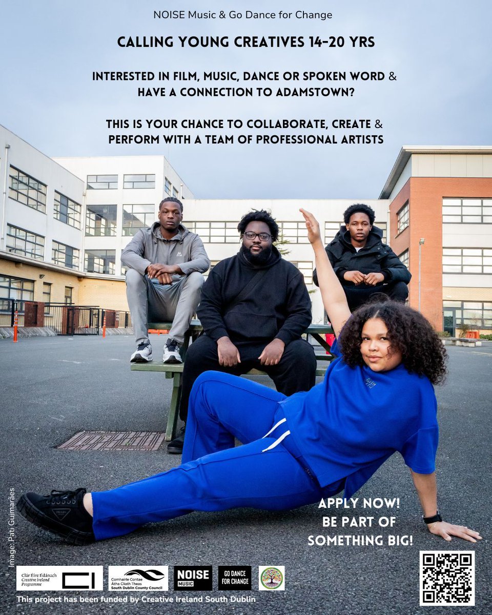 🎬 🎶  Calling all young creatives in Adamstown!
Are you into music, dance, or spoken word? Aged 14–20?
Join an exciting new project where you’ll collaborate, create, and perform in original films shot around Adamstown – and shown across South Dublin!
💥 Learn pro skills
💥 Work