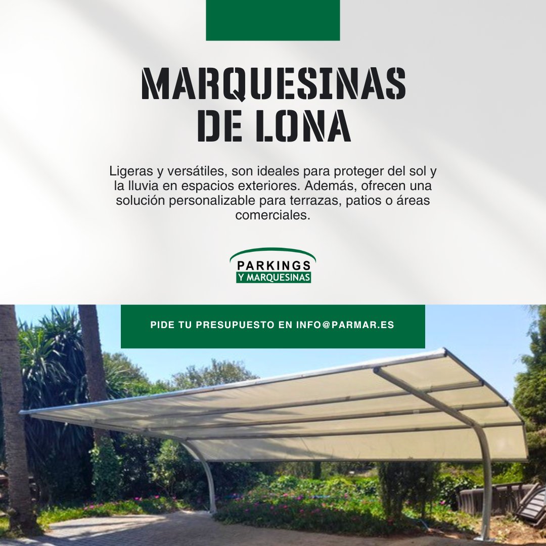 parmar_es's tweet photo. Las marquesinas de lona son perfectas para proteger del sol y la lluvia en terrazas, jardines o zonas comerciales, sin renunciar a la funcionalidad.

✔ Solución práctica.
✔ Instalación sencilla.
✔ Discreta y eficaz.

📩 info@parmar.es

#parmar #marquesinaslona https://t.co/SL8y2SP6d7