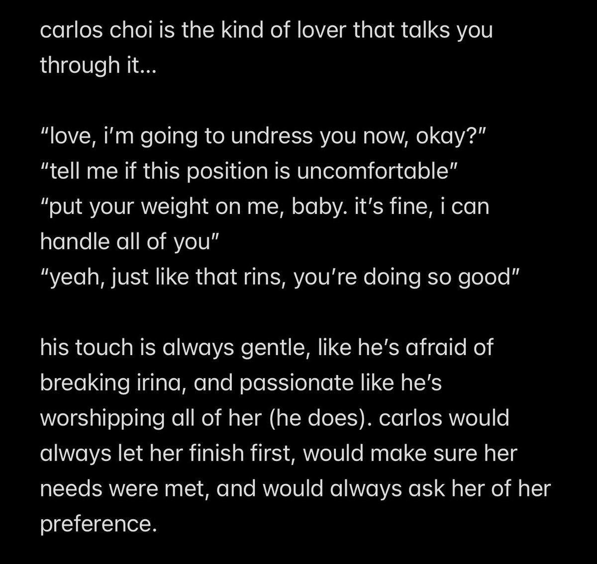 jjessicajjjung's tweet photo. carlos choi &amp; irina saints extra. 

warning: mdni, 🔞, mild sexual content ahead! https://t.co/0XX6EdZcvG