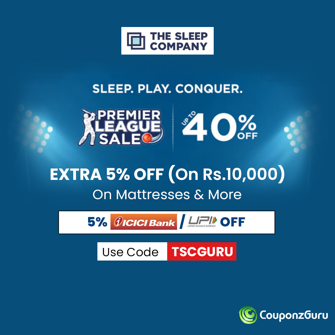 couponzguru's tweet image. Premier League Sale Is Here !! Get Upto 40% &amp;amp; Extra 5% Coupon OFF On Rs.10,000. Also Get 5% ICICI/UPI OFF
#furniture #sleepbetter #mattresses #discountcode #CouponzGuru