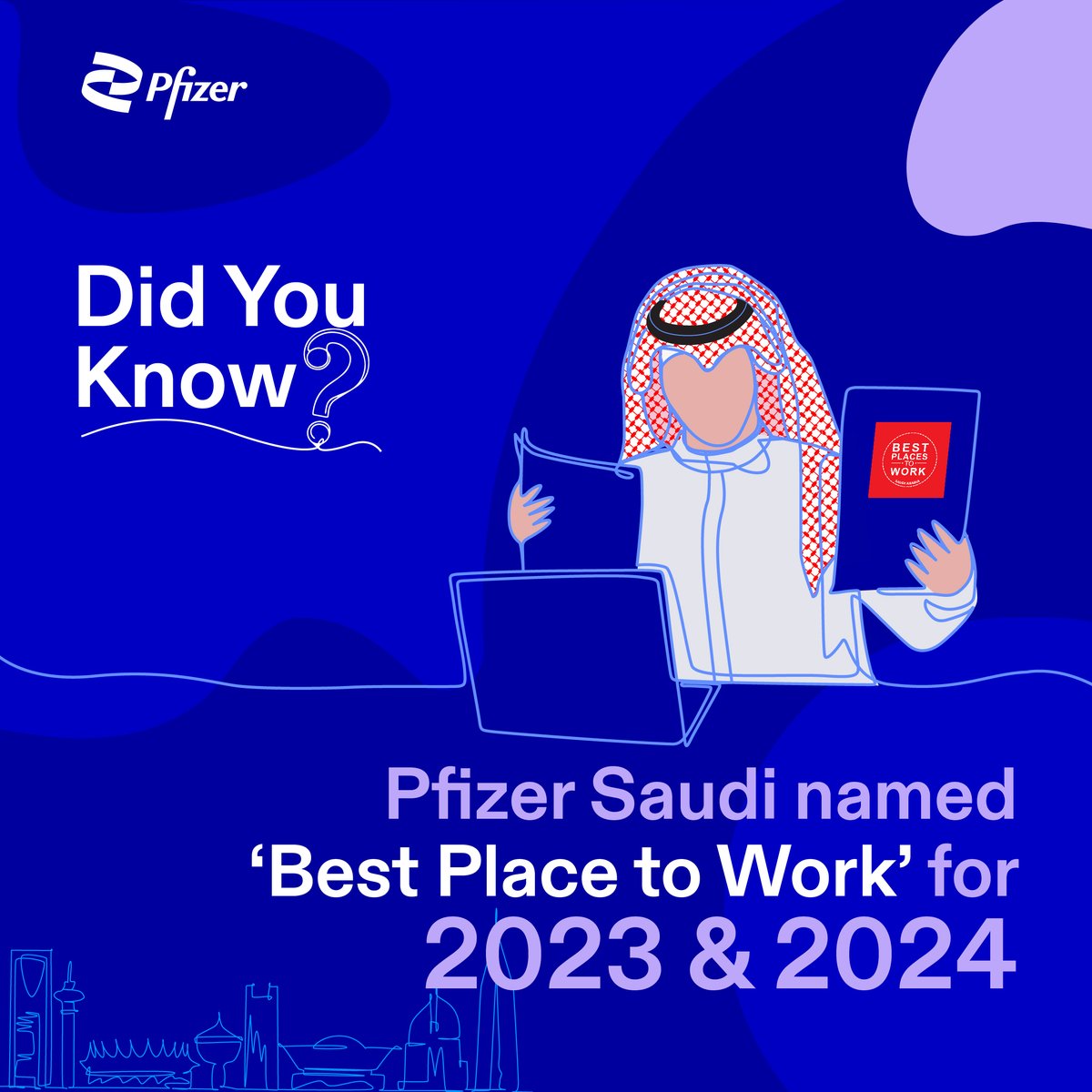 PfizerSaudi_LTD's tweet photo. Our commitment to nurturing a supportive and innovative work environment has earned us recognition as one of the best places to work. We strive to create opportunities for growth while ensuring health and happiness  of our people are priorities.
#PfizerSaudiCommittedToYou https://t.co/3HTXTCRGD1