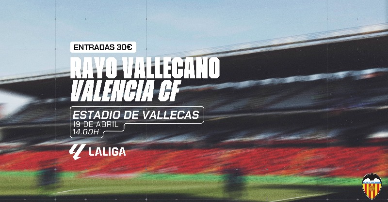 valenciacf's tweet photo. 🎟️ Ya a la venta las entradas de público visitante para el partido #RayoValencia 

➡️ El encuentro se disputará en el Estadio de Vallecas el sábado 19 de abril a las 14:00 horas.

#ADNVCF 🦇