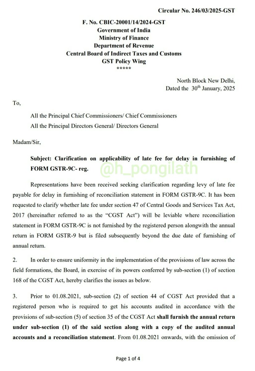 h_pongilath's tweet photo. Commissioner of Commercial Taxes #TamilNadu , clarified on applicability of late fee for delay in furnishing of Form GSTR 9C - 
#GST #CBIC #TNGST #Traders #GSTR9C 
(1/2) https://t.co/jB875pJVvO