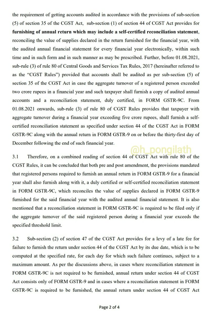 h_pongilath's tweet photo. Commissioner of Commercial Taxes #TamilNadu , clarified on applicability of late fee for delay in furnishing of Form GSTR 9C - 
#GST #CBIC #TNGST #Traders #GSTR9C 
(1/2) https://t.co/jB875pJVvO