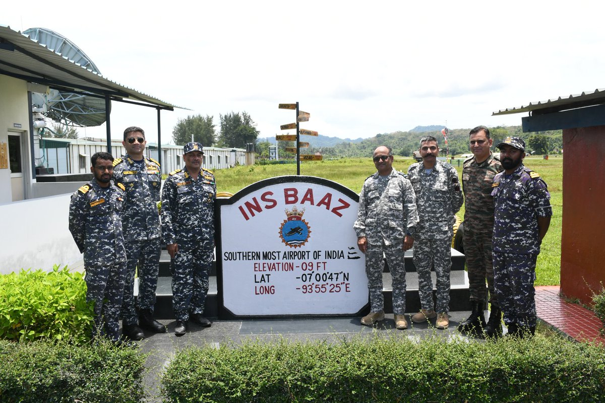AN_Command's tweet photo. During his visit of #ANC on 09 Apr, Air Mshl MS Sridhar, AVSM, #DCIDS (Med) @HQ_IDS_India visited #AFSCarnic, #INSBaaz & Integrated Medical Station (IMS) at Campbell Bay, reviewed med facilities at Carnicobar & Campbell Bay, and lauded units for exemplary upkeep. https://t.co/i27NlYf379