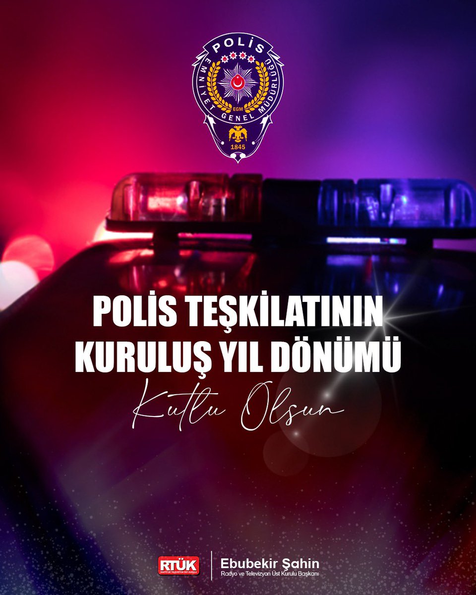 ebekirsahin's tweet photo. Türk Polis Teşkilatının 180. kuruluş yıl dönümünü büyük bir gurur ve minnetle kutluyoruz. Ülkemizin huzuru ve güvenliği için gece gündüz demeden fedakârca çalışan, her koşul ve şartta görevini kararlılıkla sürdüren tüm polislerimize şükranlarımızı sunuyoruz.  

Son dönemde Polis Teşkilatımızı hedef alan saldırıların asıl sebebi, kamu düzenini bozmaya çalışanlara karşı görevlerini hakkıyla yerine getirmeleridir. Emniyet güçlerimiz her türlü provokasyona karşı kararlılıkla mücadele ederek milletimizin huzurunu korumaktadır.

Üst Kurul olarak; kahraman polislerimize yöneltilen saldırılara, hakaretlere, suçlama ve ithamlara ekranlarda asla müsamaha göstermeyeceğimizi bir kez daha vurgulamak isterim. 

Vatan sevgisiyle dolu, cesur ve kararlı duruşlarıyla polislerimiz, milletimizin en büyük güvencesidir. 

Bu vesileyle şehit polislerimizi rahmetle, gazilerimizi minnetle anıyor; görev başındaki tüm emniyet mensuplarımıza başarılar diliyorum.

@EmniyetGM
#TürkiyeninHuzuru🇹🇷 
#TürkPolisTeşkilatı180Yaşında