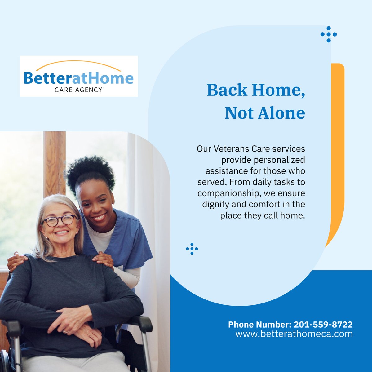 betterathomeca's tweet photo. Veterans deserve quality care. Our dedicated caregivers assist with daily needs, ensuring comfort and respect. Contact us at 201-559-8722 to explore home care options. 

#HomeCare #HackensackNJ #VeteransCare https://t.co/S01WZLdu8l