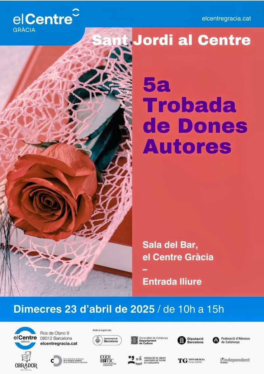 JOSEFINA ALTÉS CAMPÀ (@josaltes) on Twitter photo El dia de Sant Jordi, t'esperarem en El Centre de Gràcia, per fer un cafè i compartir una estona amb les autores que ens visitaran. <a href="/eltotgracia/">TOT Gràcia</a> <a href="/indepe_gracia/">L'independent de Gràcia</a> <a href="/Bcn_Gracia/">BCN Gràcia</a> <a href="/GraciaxINDP/">ANC Gràcia</a> <a href="/angelstomasgonz/">àngels #EnComú</a> <a href="/BaEnric/">Enric Bautista</a> <a href="/btvnoticies/">btv notícies</a> <a href="/radio_gracia_/">Ràdio Gràcia</a> <a href="/cvg_cat/">Castellers de la Vila de Gràcia</a> El dia de Sant Jordi, t'esperarem en El Centre de Gràcia, per fer un cafè i compartir una estona amb les autores que ens visitaran. <a href="/eltotgracia/">TOT Gràcia</a> <a href="/indepe_gracia/">L'independent de Gràcia</a> <a href="/Bcn_Gracia/">BCN Gràcia</a> <a href="/GraciaxINDP/">ANC Gràcia</a> <a href="/angelstomasgonz/">àngels #EnComú</a> <a href="/BaEnric/">Enric Bautista</a> <a href="/btvnoticies/">btv notícies</a> <a href="/radio_gracia_/">Ràdio Gràcia</a> <a href="/cvg_cat/">Castellers de la Vila de Gràcia</a>