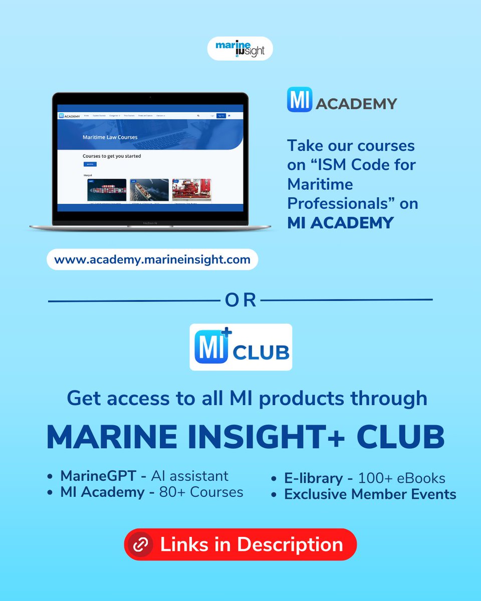 MarineInsight's tweet image. ❓Which safety regulation every #seafarer must know?

Understanding #ISM Code is key to ensuring safety &amp;amp; compliance onboard.

🎯Take our #ISMCode for #Maritime Professionals course tinyurl.com/dudtfch5
🔓Unlock all MI products with #MarineInsight+ Club tinyurl.com/6rcktxs3