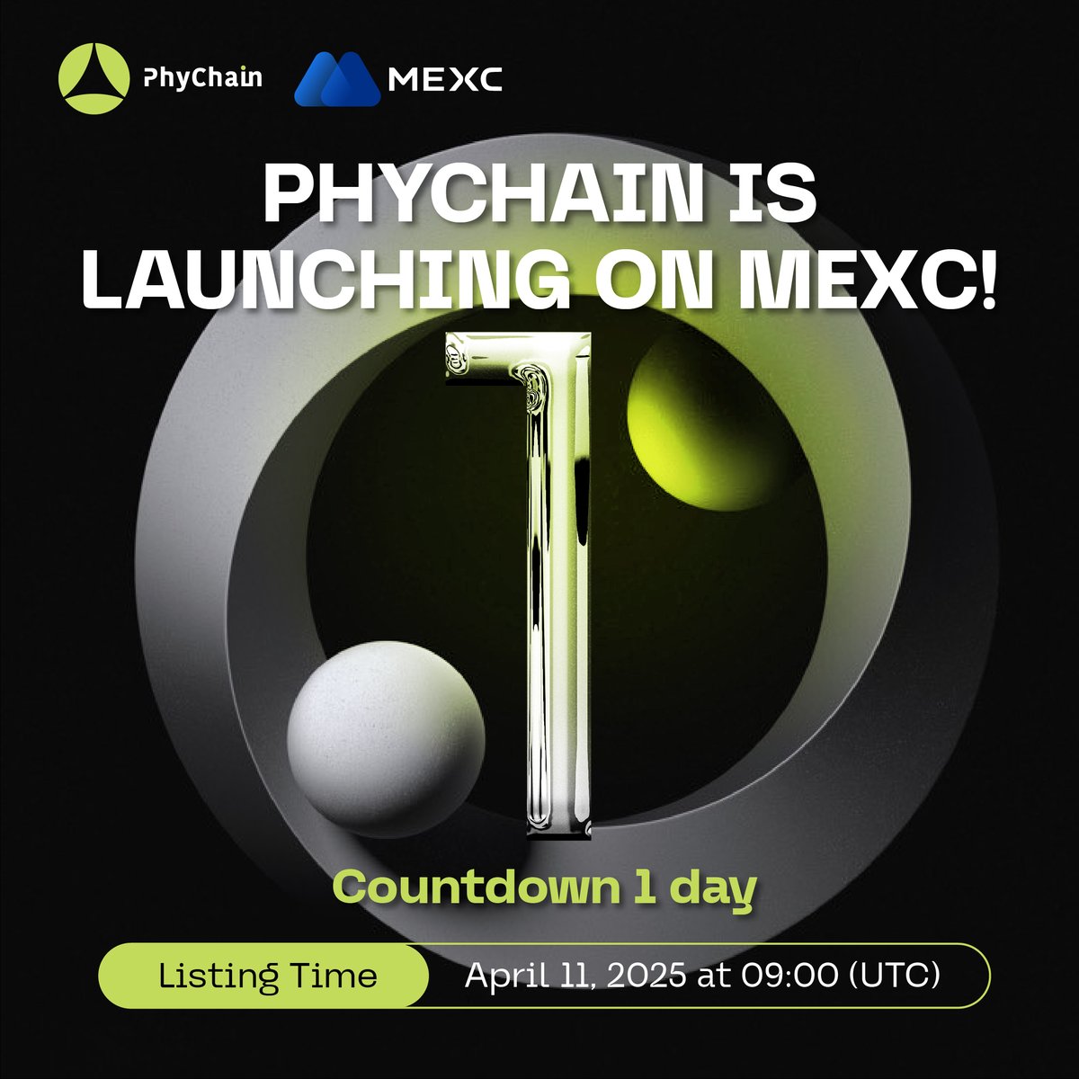 SalvorLabs's tweet photo. 🔗 Register now: https://t.co/M7mExrXxtq

🚨 Countdown: 1 Day to Go! 🚨

PHYChain is officially launching on MEXC tomorrow at 09:00 (UTC)!

Don't miss your chance to ride the next big wave in #DePIN & #Web3 🚀

📅 Listing: April 11, 2025
#PHYChain #CryptoListing #MEXC #Web3Revolution #1DayLeft