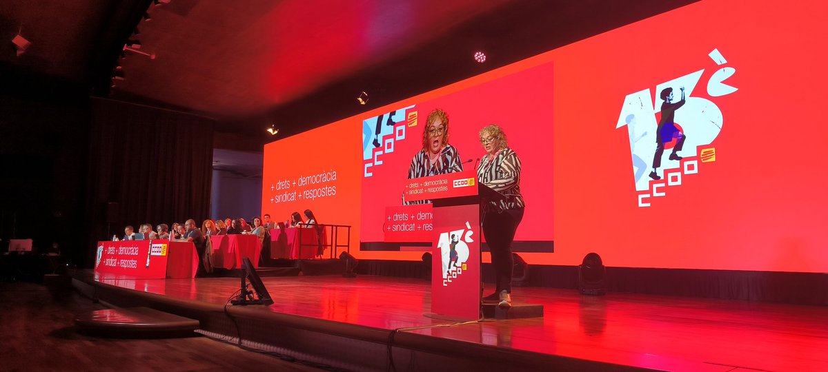 CCOOTarragona's tweet photo. La nostra Secretària General @mercepuig2 ara mateix intervé al #13congres de @ccoocatalunya 
On ha presentat la valoració del balanç de mandat i ha agraït tota la feina feta per @PachecoJpacheco i tota la seva executiva durant aquests anys. Gràcies. https://t.co/QrS3Gecmkk