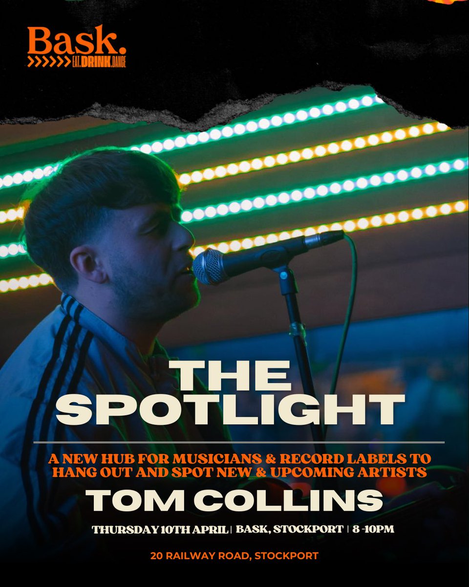 Bask (@thisisbask) on Twitter photo Tonight - ‘The Spotlight’ 🎶
Join us from 8pm as we welcome the incredible <a href="/tlcollinsmusic/">TOM COLLINS</a> was this weeks Spotlight artist on the Bask stage
And if you fancy getting involved, @willedgarmusic_ will be hosting our weekly Open Mic at 7pm
See you there! 🧡 Tonight - ‘The Spotlight’ 🎶
Join us from 8pm as we welcome the incredible <a href="/tlcollinsmusic/">TOM COLLINS</a> was this weeks Spotlight artist on the Bask stage
And if you fancy getting involved, @willedgarmusic_ will be hosting our weekly Open Mic at 7pm
See you there! 🧡