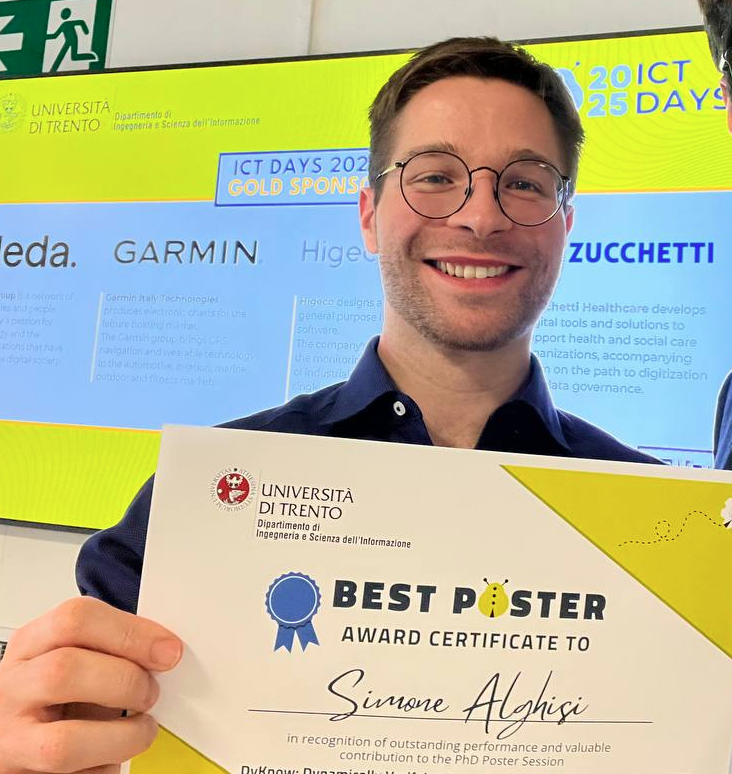 SISLab (@sislab7) on Twitter photo 🎉 Congrats to <a href="/SimoneAlghisi/">Simone Alghisi</a> for winning the Best Poster Award🥇 at #ICTDays for Dyknow🦕 <a href="/UniTrento_DISI/">UniTrento_DISI</a> ! 🏆👏💡🎉 🎉 Congrats to <a href="/SimoneAlghisi/">Simone Alghisi</a> for winning the Best Poster Award🥇 at #ICTDays for Dyknow🦕 <a href="/UniTrento_DISI/">UniTrento_DISI</a> ! 🏆👏💡🎉