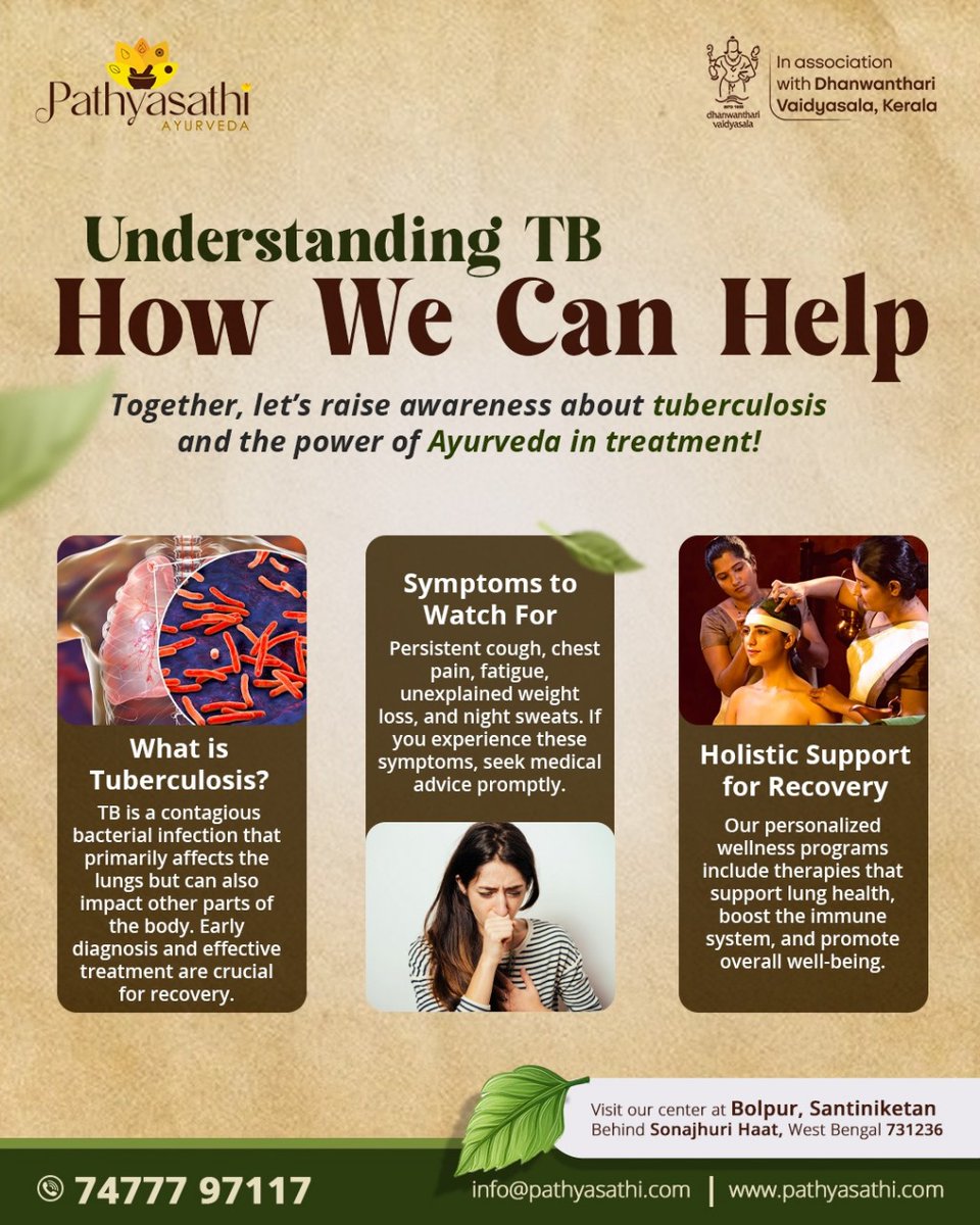PathyaSathi's tweet photo. 📷📷 Join us at Pathyasathi Ayurveda Hospital as we stand united in the fight against Tuberculosis (TB)! 
For appointments, visit us: https://t.co/gZo6EZ0uJN or call us at 074777 97117
#FightAgainstTB #AwarenessMatters #PathyasathiAyurveda #TuberculosisAwareness #Healthcare https://t.co/08mRx9hnBS