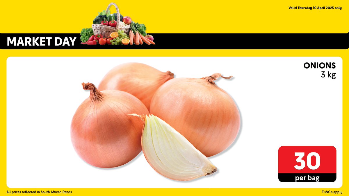 Makro_SA's tweet photo. Fresh, crisp, and full of goodness! 🥦🍎
Market Day is here to lift your mood with the best nature has to offer.
From farm to trolley, shop the freshest fruits and veggies in-store at Makro.

#MakroMood #FreshFinds #MarketDayMagic https://t.co/QejvRJXOUr