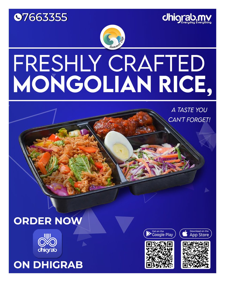 dhigrab's tweet image. Craving bold flavor? 🌶️✨ 

Try Summer Cafe's Mongolian Rice – a savory, fresh dish packed with goodness! 🍚🔥 

Order now via Dhigrab for delivery! 🍽️📲
 #SummerCafe #Dhigrab